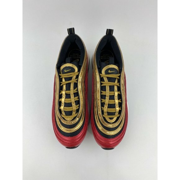 Nike Air Max 97 Red Gold Sequin Women's Sneaker Shoes Metallic - Picture 12 of 12
